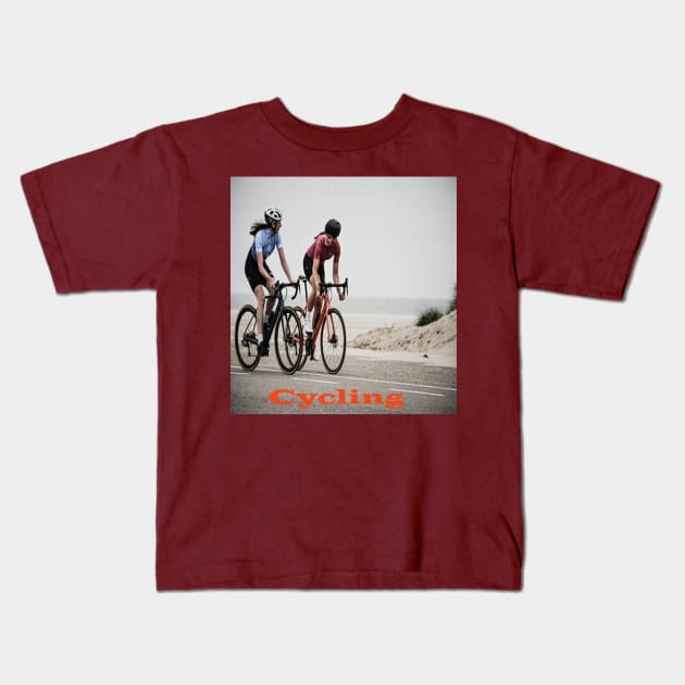 cycling Kids T-Shirt by paulashish